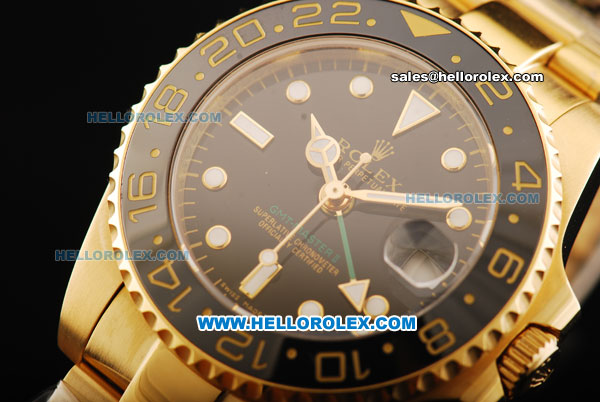 Rolex GMT Master II Automatic Movement Gold Case with Ceramic Bezel and Gold Strap 36mm - Click Image to Close